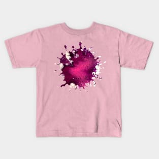 Maroon/Pink Acrylic Pour Painting Kids T-Shirt